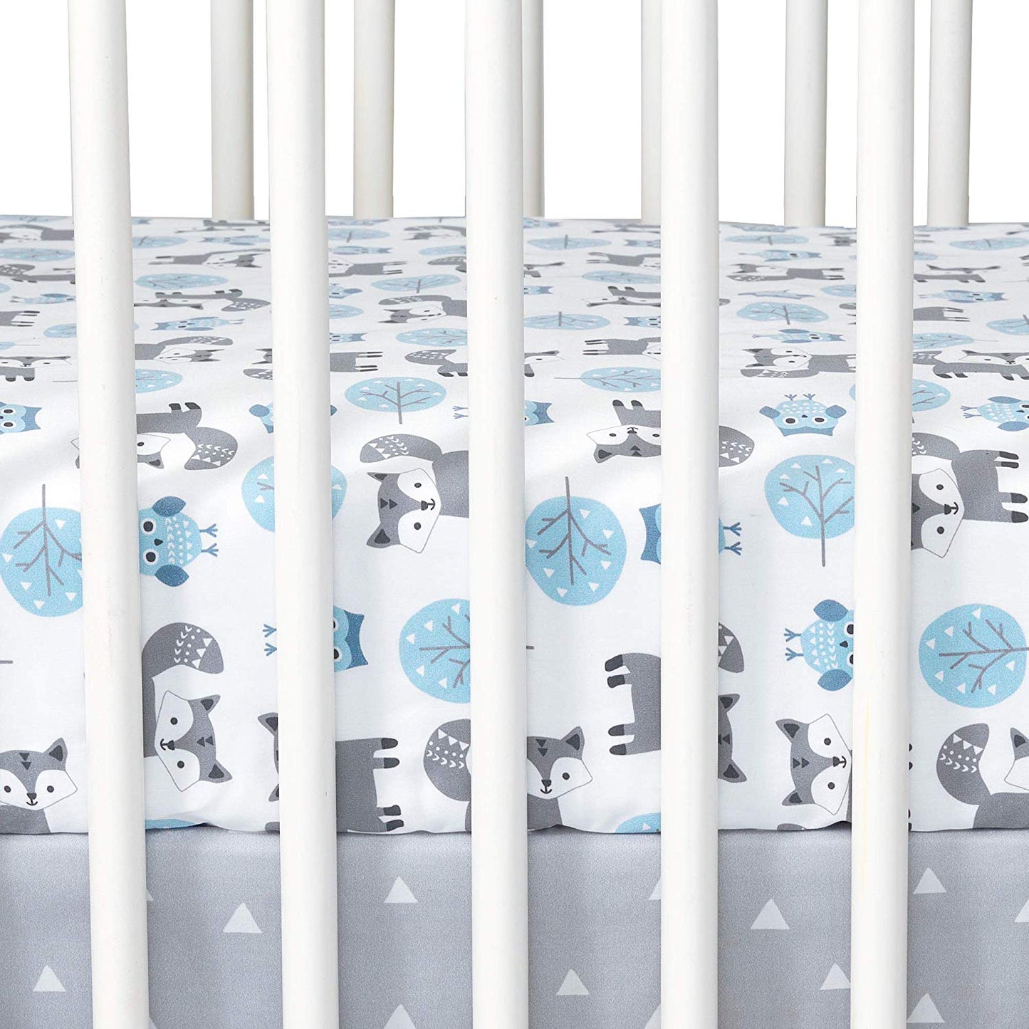 Lambs & Ivy Stay Wild Animal Arrow 4 Piece Crib Bedding Set, Gray/Blue