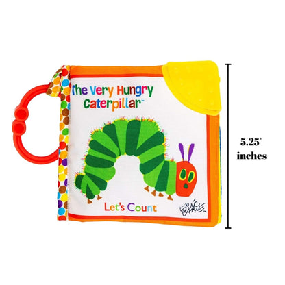 The front cover of The Very Hungry Caterpillar Let's Count soft activity toy displayed next to a 5.43-inch height graphic indicator.