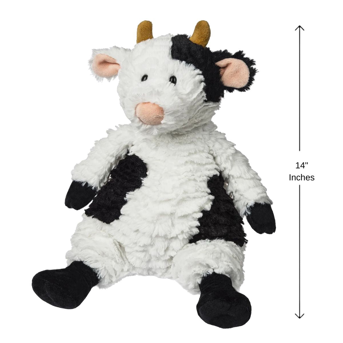 Mary Meyer Snuggables Cow, a perfect cuddly companion for farmhouse-themed nurseries and play.