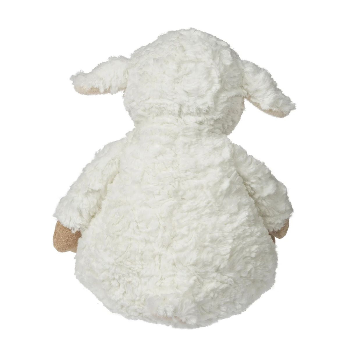 14-inch Mary Meyer lamb sitting upright, highlighting its floppy understuffed body and bean-weighted feet.