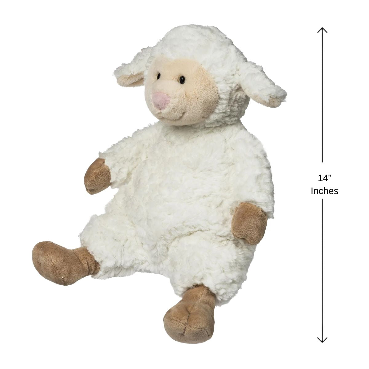 Sweet face and safe sonic-welded eyes on the Mary Meyer Snuggables lamb plush toy.