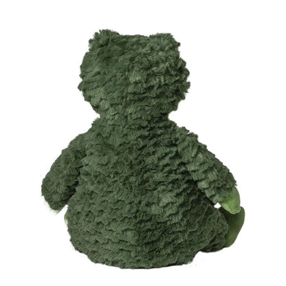 14-inch Mary Meyer frog sitting upright, highlighting its understuffed body and plush feet.