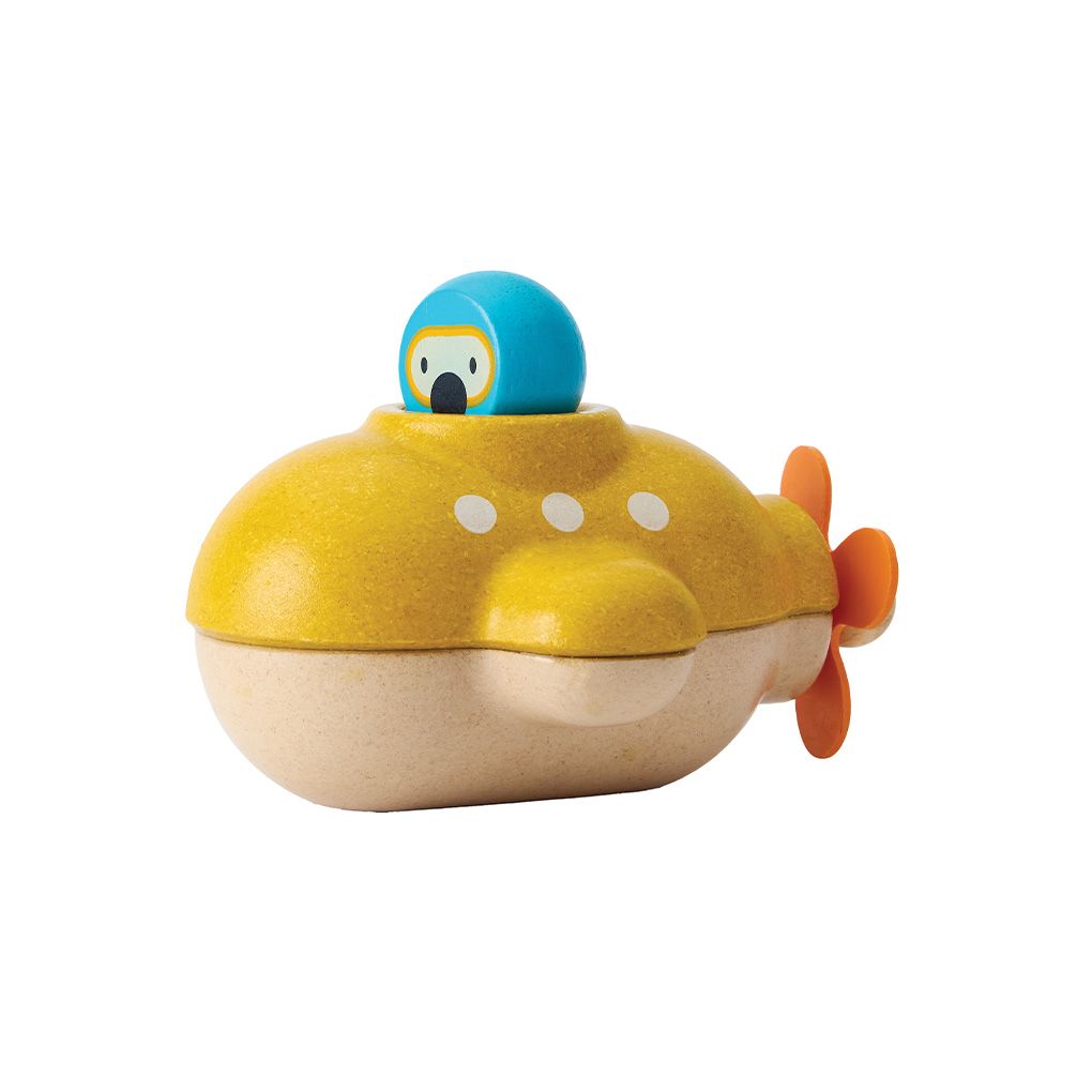 PlanToys®  Submarine Wooden Baby Bath Toy, Ages 18+ Months