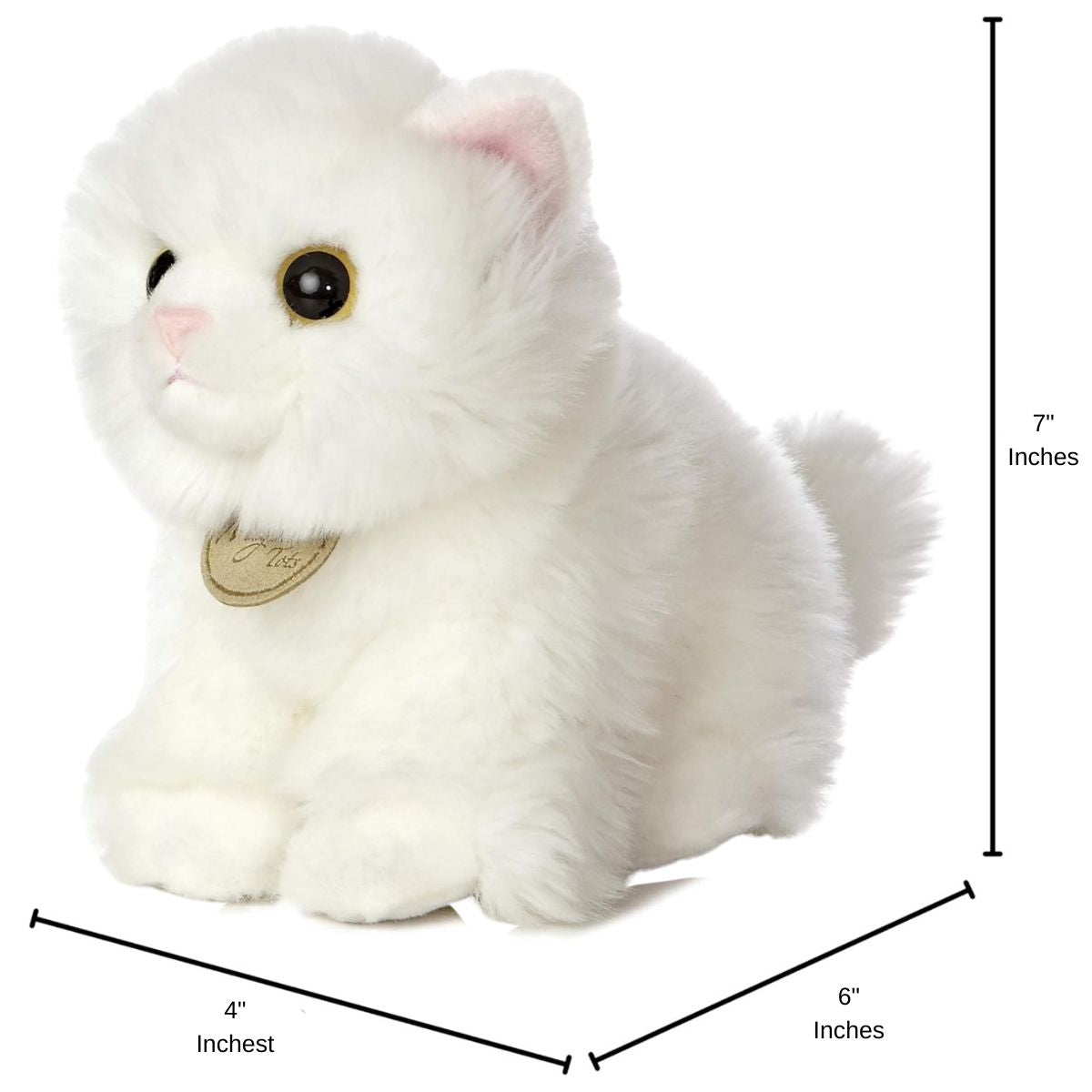 Aurora® Miyoni® Tots Angora White Kitten 7" Inch Stuffed Animal Cat
