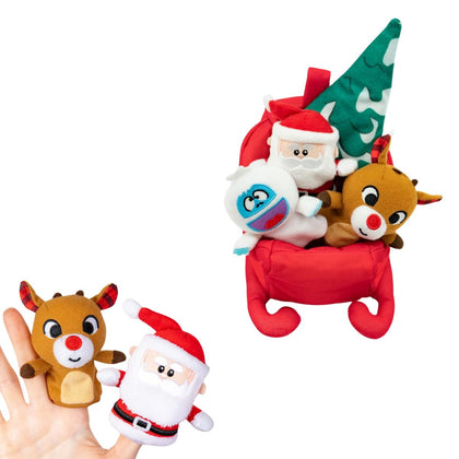 Rudolph The Red-Nosed Reindeer 5 Piece Finger Puppet Plush Playset Toy