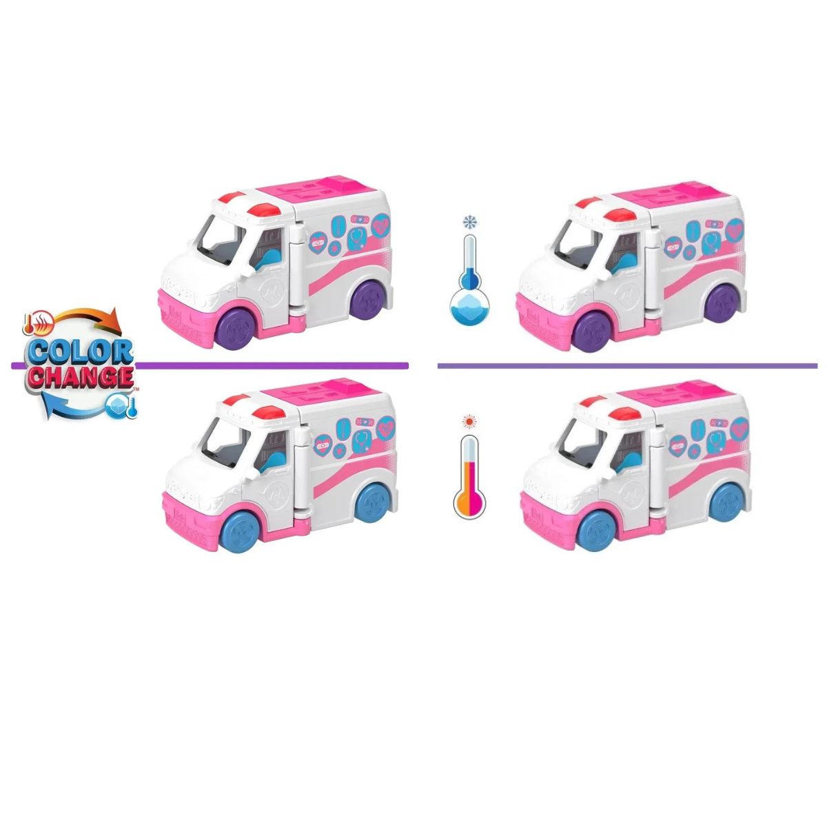 Barbie Mini BarbieLand 1.5" Inch Doll with Color Changing Care Clinic Vehicle Set