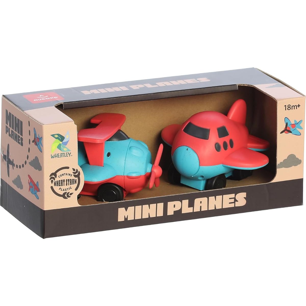 Aurora® Toys Wheatley™ Mini Planes 4" Inch Plane Toy Set, Blue & Red Airplane