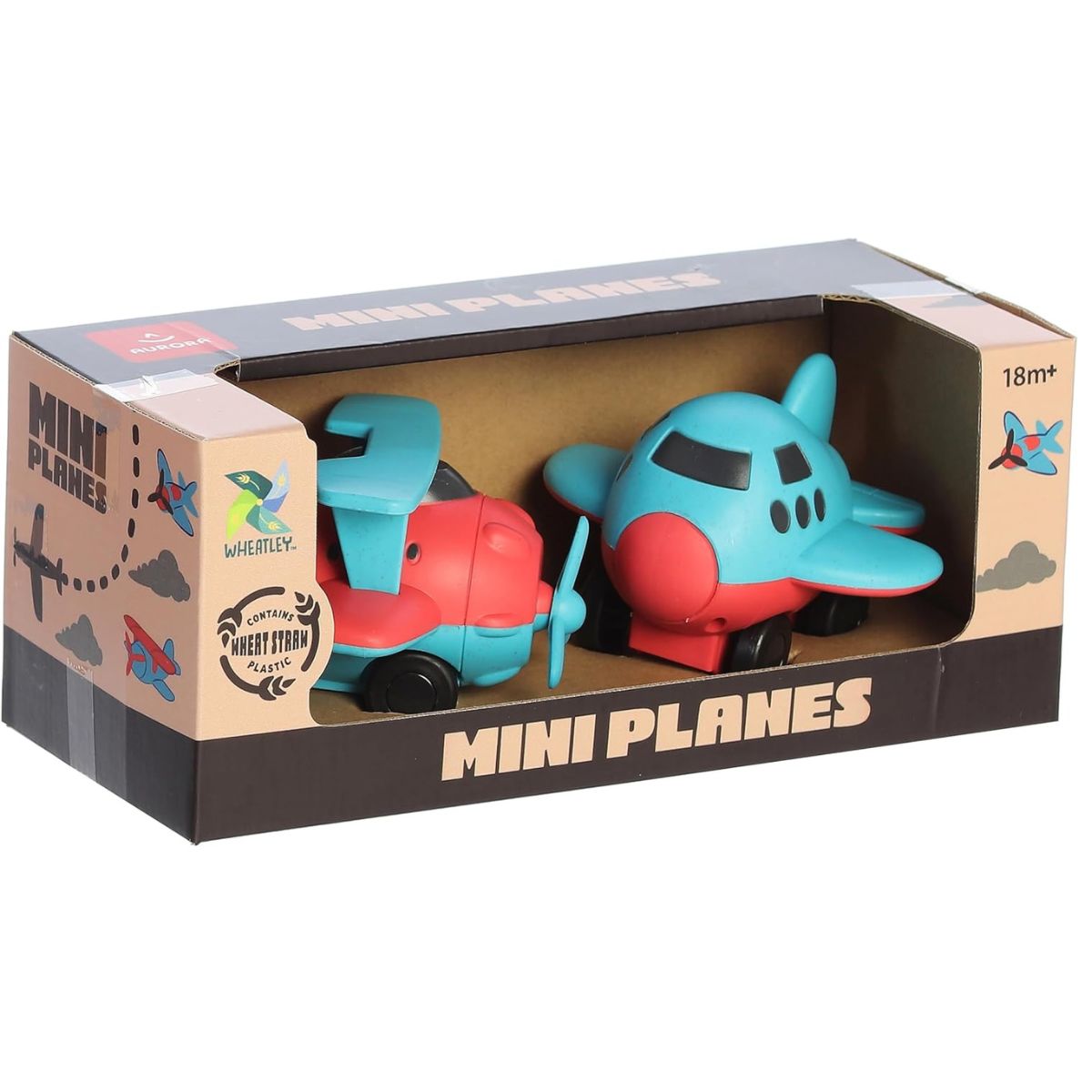 Aurora® Toys Wheatley™ Mini Planes 4" Inch Plane Toy Set, Blue & Red Airplane