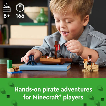 LEGO® Minecraft The Pirate Ship Voyage Building Kit 21259, 166 Pieces
