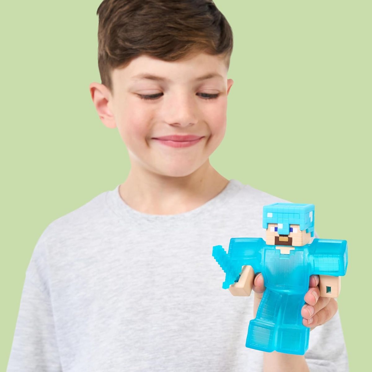 Heroes of Goo Jit Zu™ Minecraft Action Figure, Steve with Diamond Armor & Sword