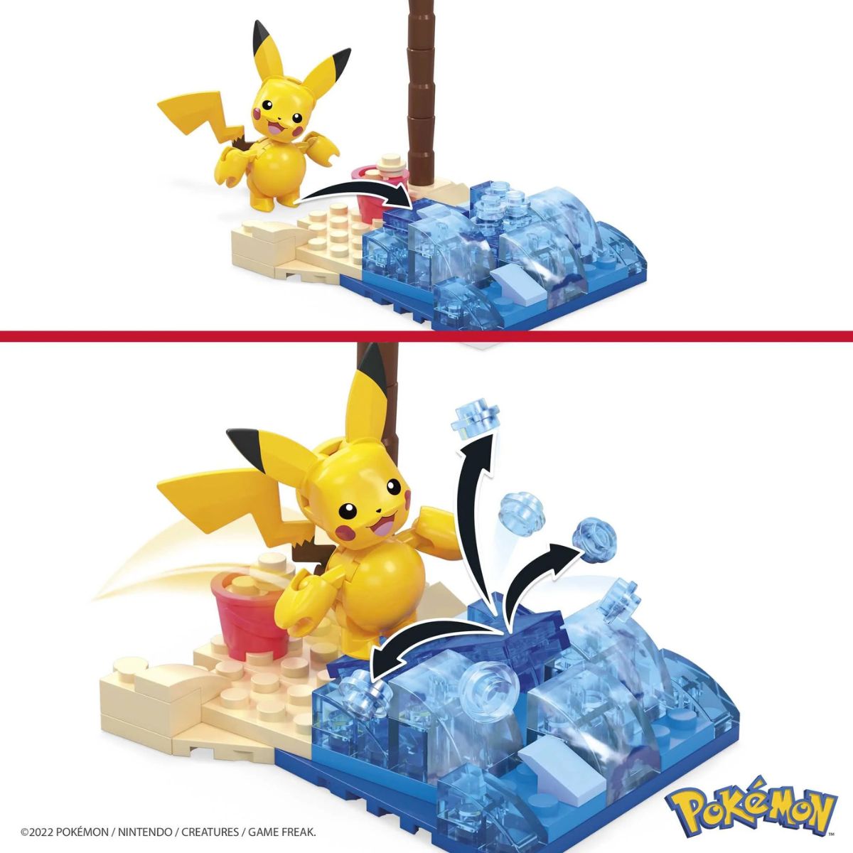 MEGA Pokemon Building Toys Kit, Pikachu's Beach Splash 79 Pieces, Ages 6+