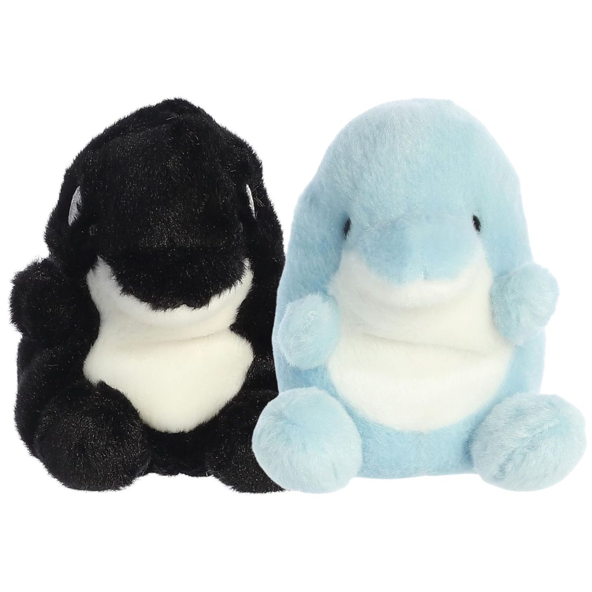 Aurora® Palm Pals™ Aquatic Duo 5" Inch Plush Set, Clicks Dolphin & Juneau Orca