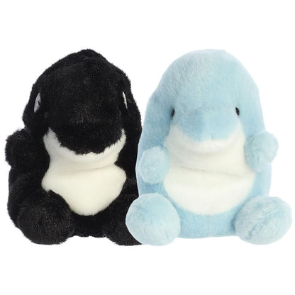 Aurora® Palm Pals™ Aquatic Duo 5" Inch Plush Set, Clicks Dolphin & Juneau Orca