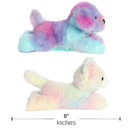 Aurora® Mini Flopsie™ Pet Duo 8" Inch Plush Set, Rainbow Puppy & Rainbow Kitten