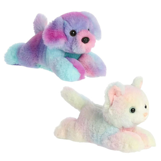 Aurora® Mini Flopsie™ Pet Duo 8" Inch Plush Set, Rainbow Puppy & Rainbow Kitten