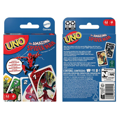 UNO The Amazing Spider-Man Standard Game with Special Web Swing Rule for 2 to 10 Players