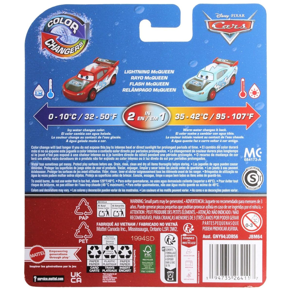 Disney Pixar Cars Color Changers GRC Lightning McQueen Toy Vehicle, 1:55 Scale