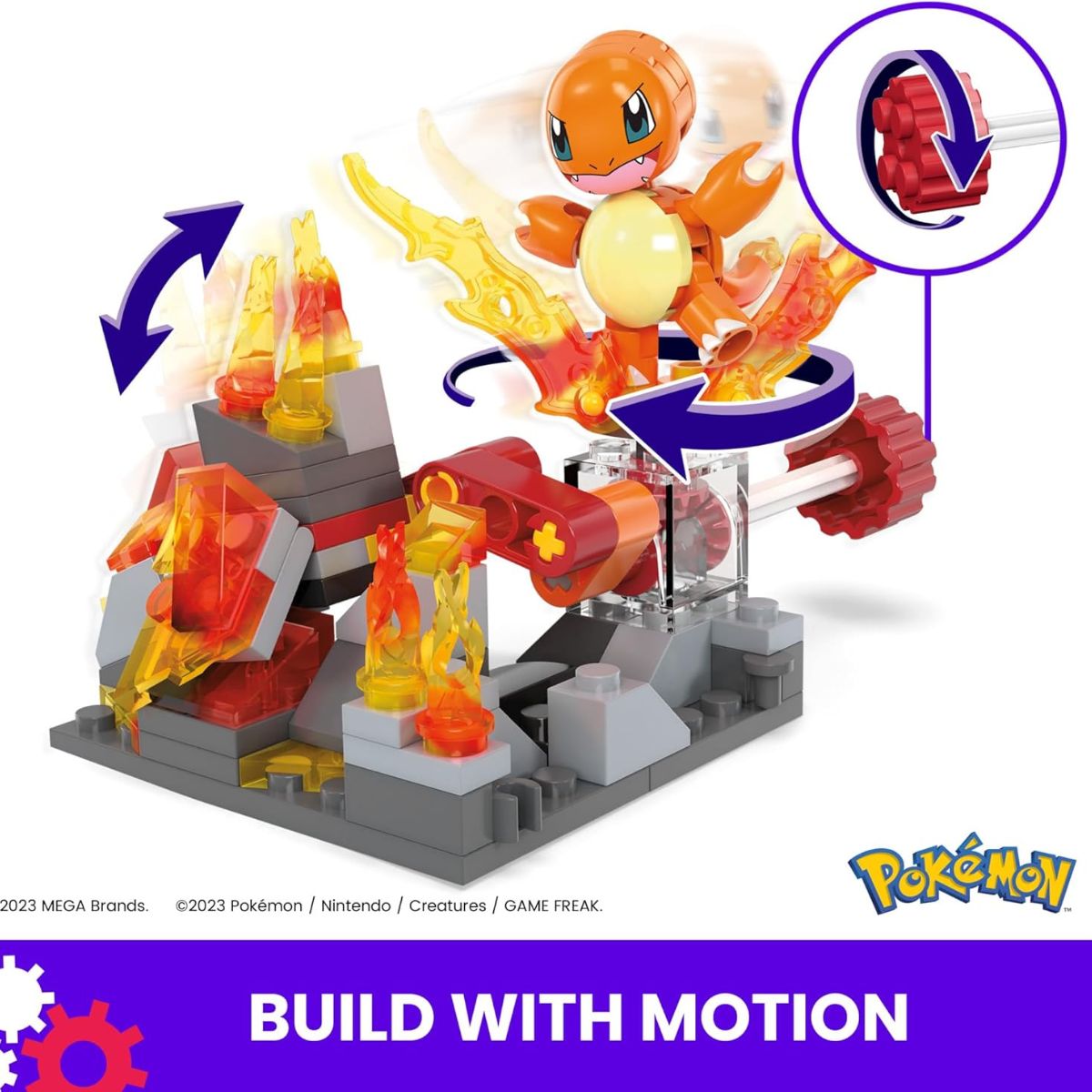 MEGA Pokemon Charmander’s Fire-Type Spin (Build with Motion, 81 Pieces), Ages 6+