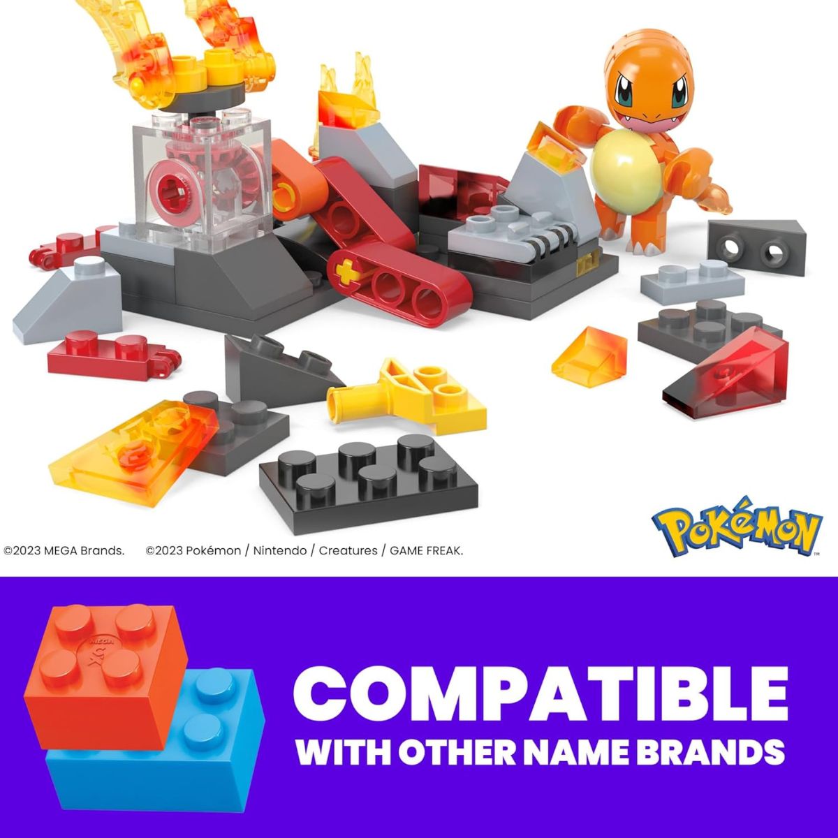 MEGA Pokemon Charmander’s Fire-Type Spin (Build with Motion, 81 Pieces), Ages 6+