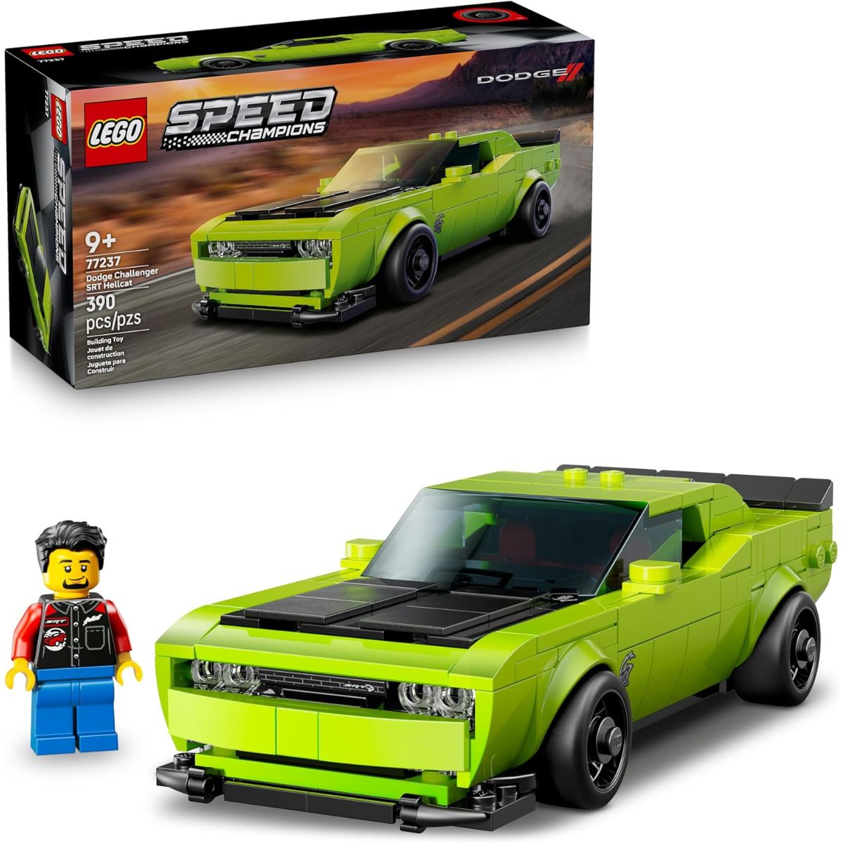 LEGO® Speed Champions Dodge Challenger SRT Hellcat Sports Car Building Kit 77237,  390 Pieces
