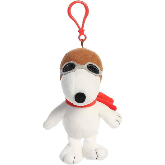 Aurora® Peanuts Flying Ace Snoopy 5 Inch Clip On Keychain Plush Stuffed Animal