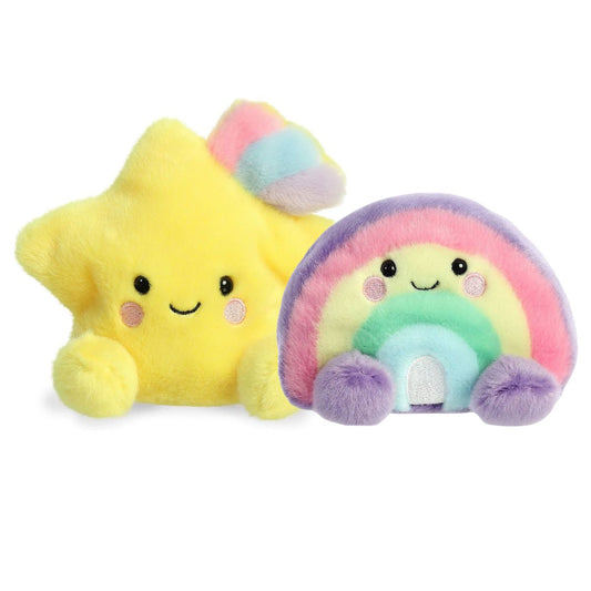 Aurora® Palm Pals™ Whimsical Duo 5" Inch Plush Set, Pisces Star & Vivi Rainbow