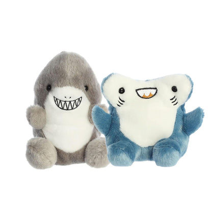Aurora® Palm Pals™ Aquatic Duo 5" Inch Plush Set, Chomps Great White Shark & Huddleston Hammerhead Shark