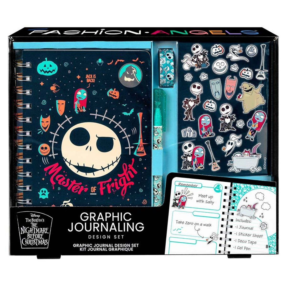 Graphic journaling design set with notebook and stickers from 'The Nightmare Before Christmas' by Fashion Angels.