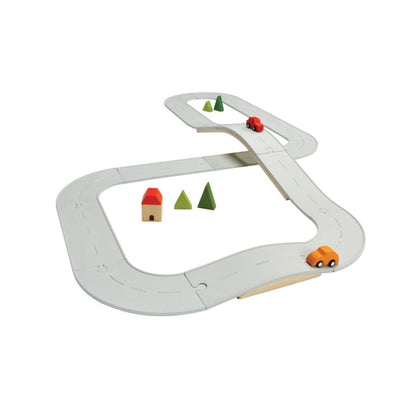 View of the double-sided, flexible natural rubber tracks used in the PlanToys eco-friendly city playset.