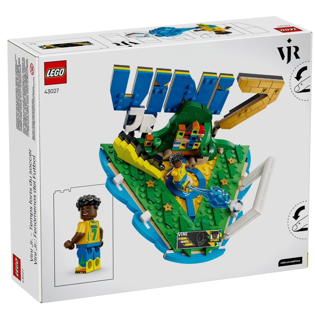 Front view of the official white packaging for the LEGO Vini Jr. set, featuring the custom minifigure callout icon in the corner.