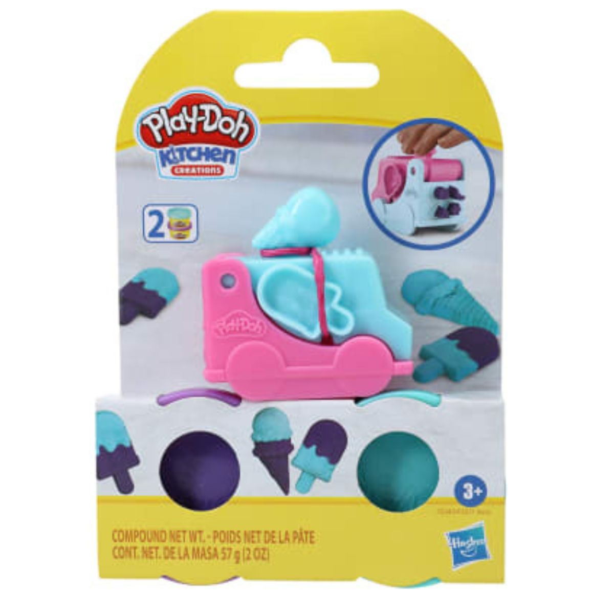 Play-Doh Kitchen Creations 2" Inch Mini Food Truck Playset, Burger & Ice Cream Truck