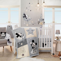 Lambs & Ivy Disney Baby Mickey Mouse 4-Piece Crib Bedding Set, Grey