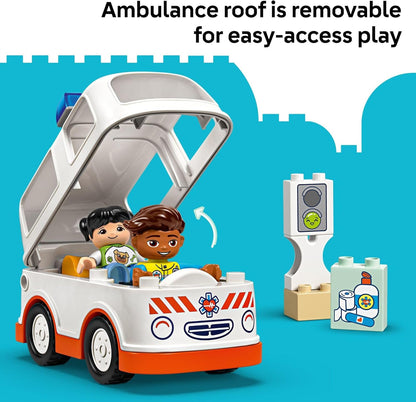 LEGO® DUPLO® Town Ambulance & Driver Building Toy Playset 10447, 19 Pieces