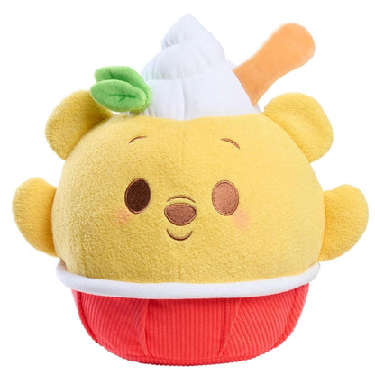 Front view of the 10-inch Disney Munchlings Winnie the Pooh Lemon Mint Shaved Ice plush showing his round ears, sweet face, and pastel green and yellow design.