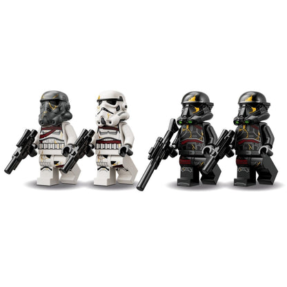 The four included LEGO® minifigures featuring two Death Troopers and two Night Troopers standing side by side.