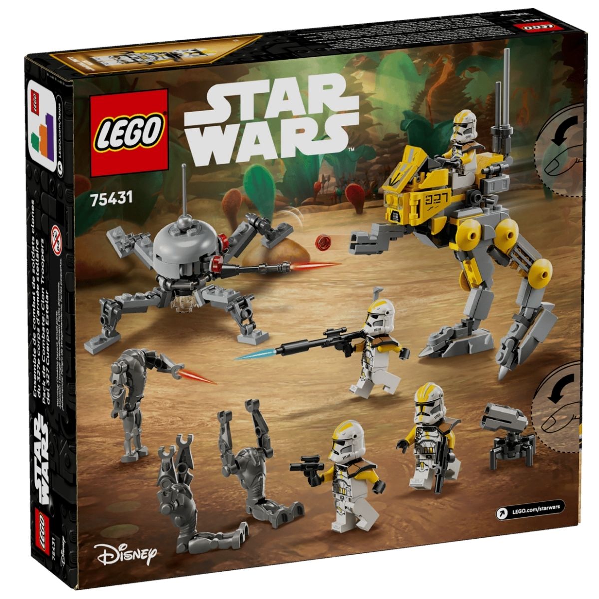 he front perspective view of the official LEGO® Star Wars 327th Star Corps Clone Troopers Battle Pack retail box.