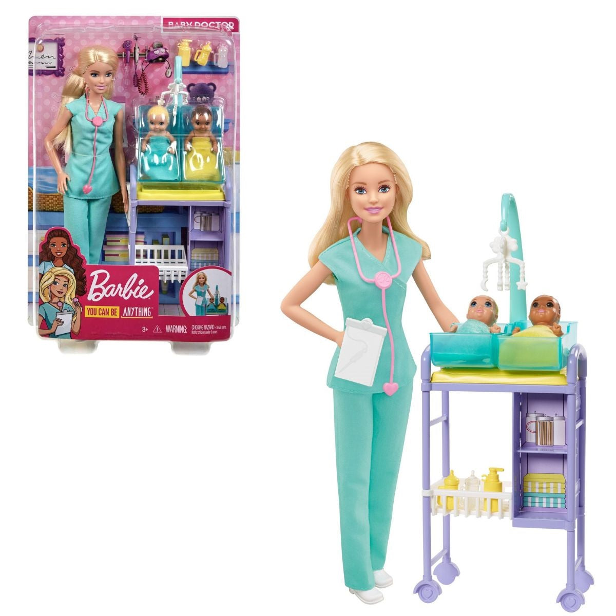 Barbie You Can Be Anything, Blonde Barbie Baby Doctor Playset