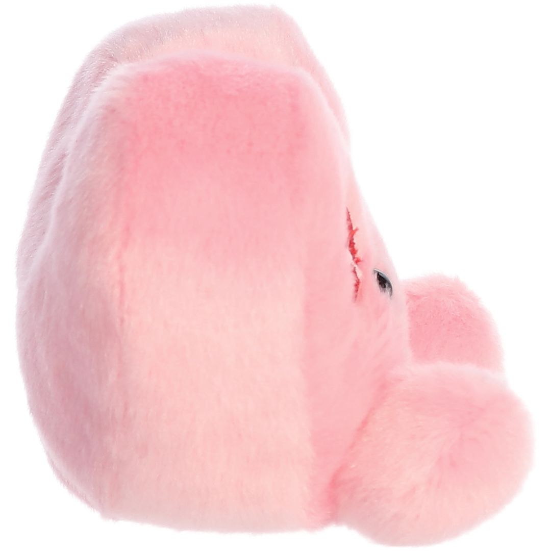 Side profile thumbnail of the mini heart plush showcasing its plush depth and soft seated posture.