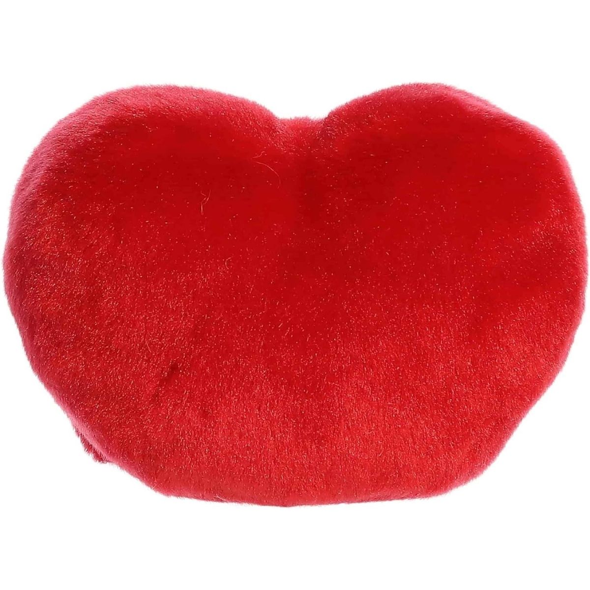 Back view of the Aurora heart plush showcasing its soft, bright red plush texture.