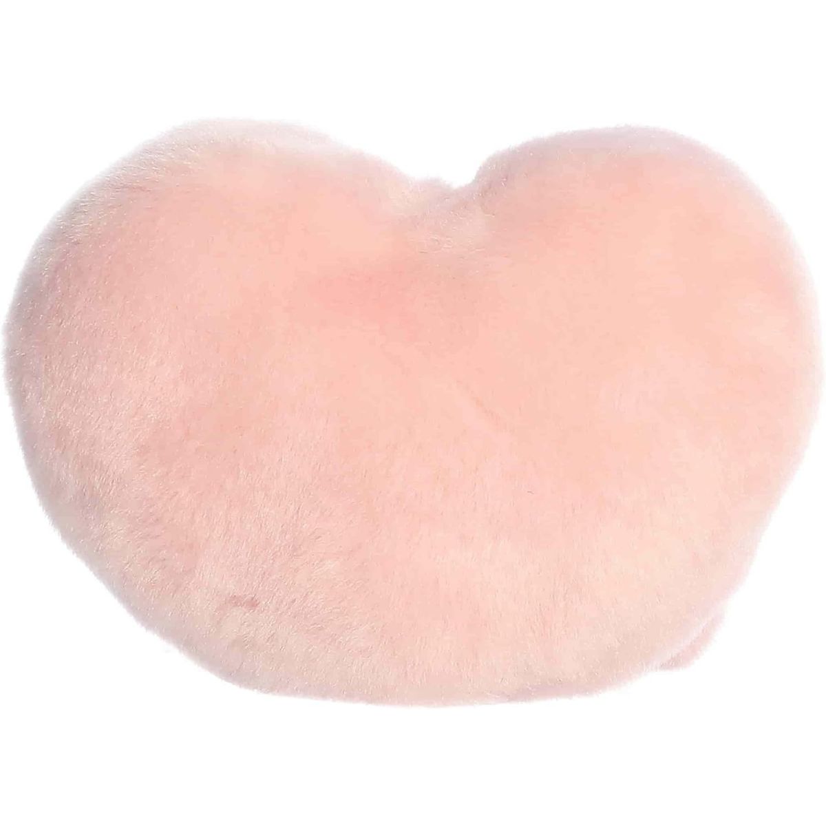 Back view of the Aurora heart plush showcasing its soft, pale pink plush texture.