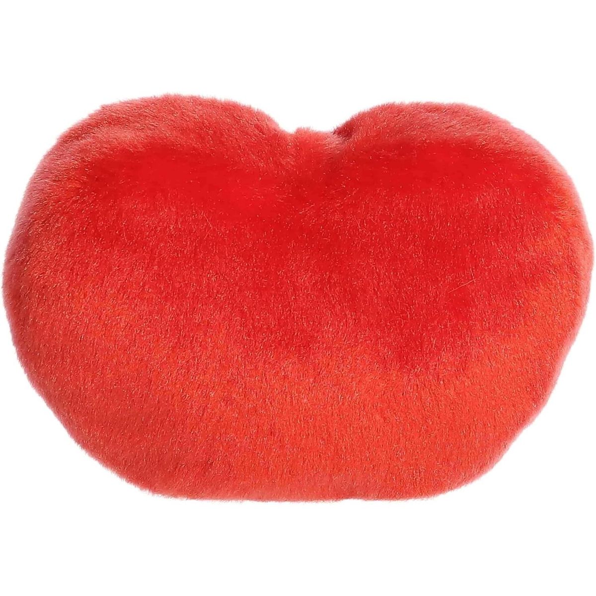 Back view of the Aurora heart plush showcasing its soft, bright red plush texture.