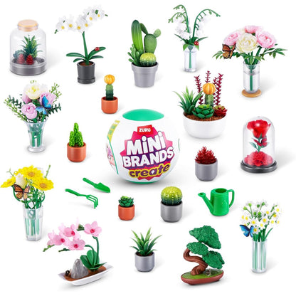 An expansive collector guide chart showing the variety of mini orchids, succulents, bonsai trees, and flower vases available.