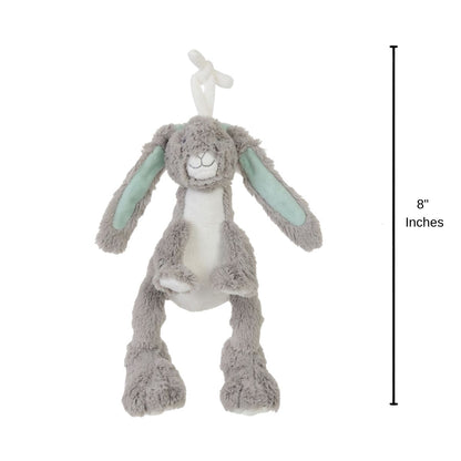 Happy Horse Rabbit Twine sensory plush activity toy showing an 8-inch height indicator graphic next to it.