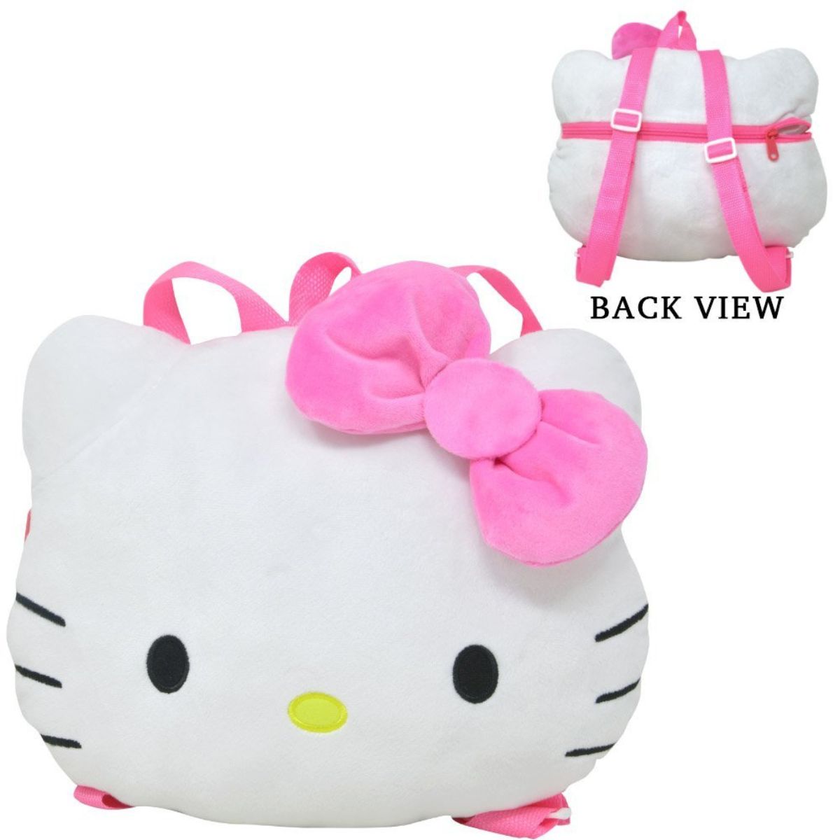 Hello Kitty Head Shaped Pink Bow Plush Backpack 10"x13" Inches