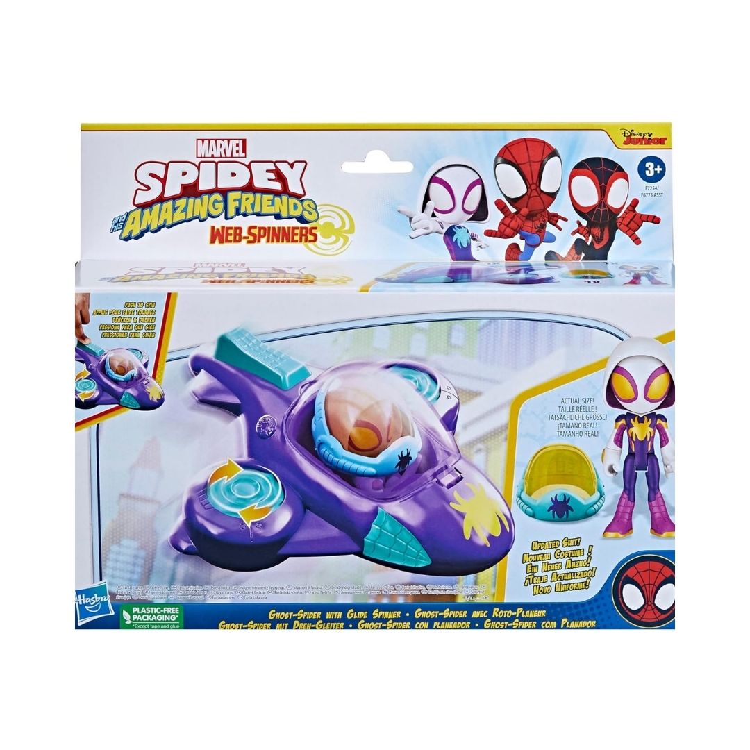 Marvel Spidey and His Amazing Friends Web-Spinners Ghost-Spider with Glide Spinner Toy Car