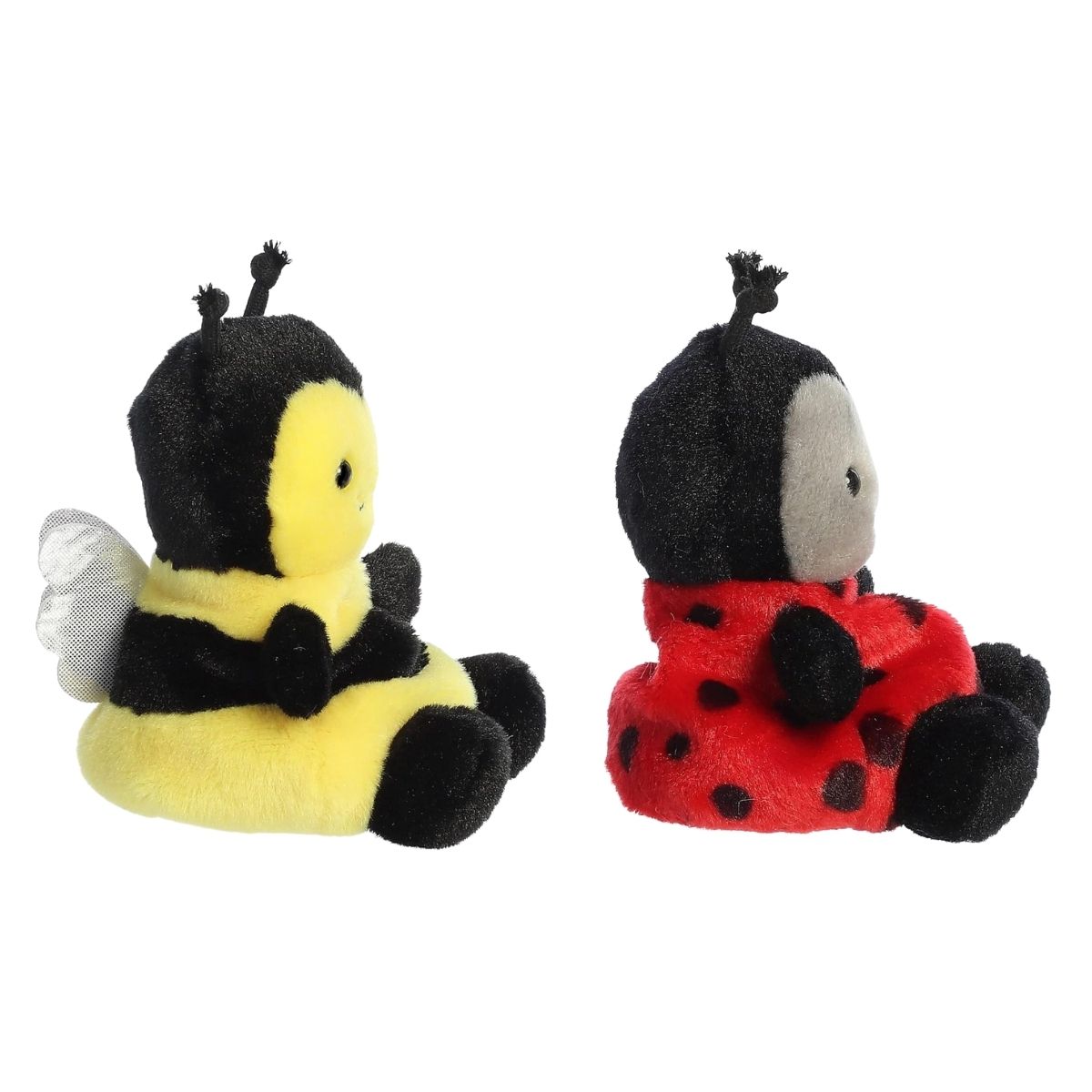 Side profile of the Aurora Palm Pals bug set highlighting the bee's silver wings and the ladybug's spotted back.