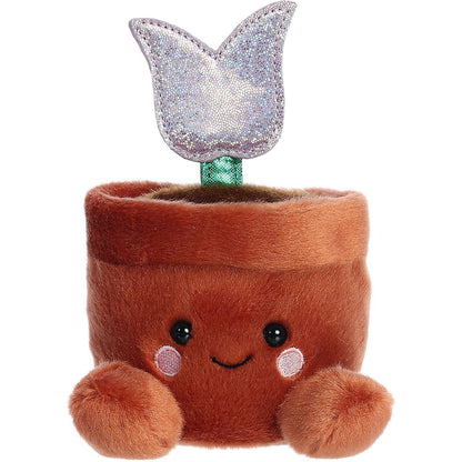 Front view thumbnail of the cute Holland Potted Tulip plush sitting straight, highlighting its friendly expression and rosy pink blushing cheeks.