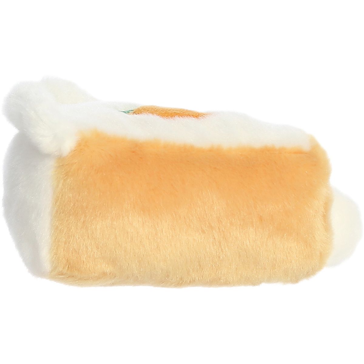 Side profile thumbnail of the mini cake slice plush showcasing the orange cake layer and the thick white frosting on top.