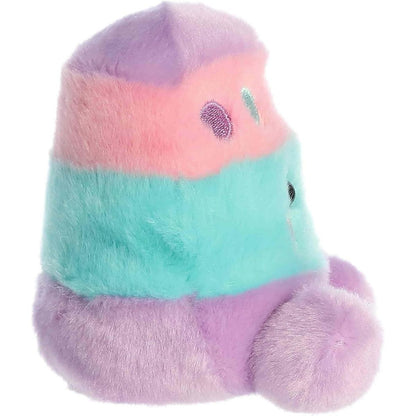Side profile of the Aurora Palm Pals Cotton Easter Egg plush highlighting its round shape and colorful stripes.