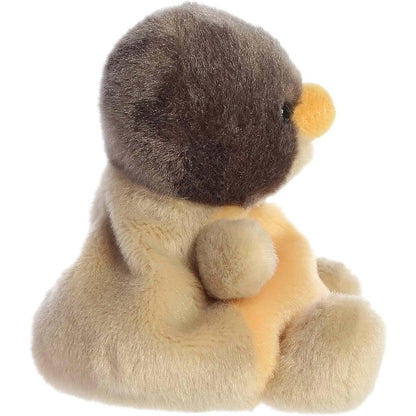 Side profile of the cuddly Rudi Robin plush highlighting its yellow beak and tan wings.